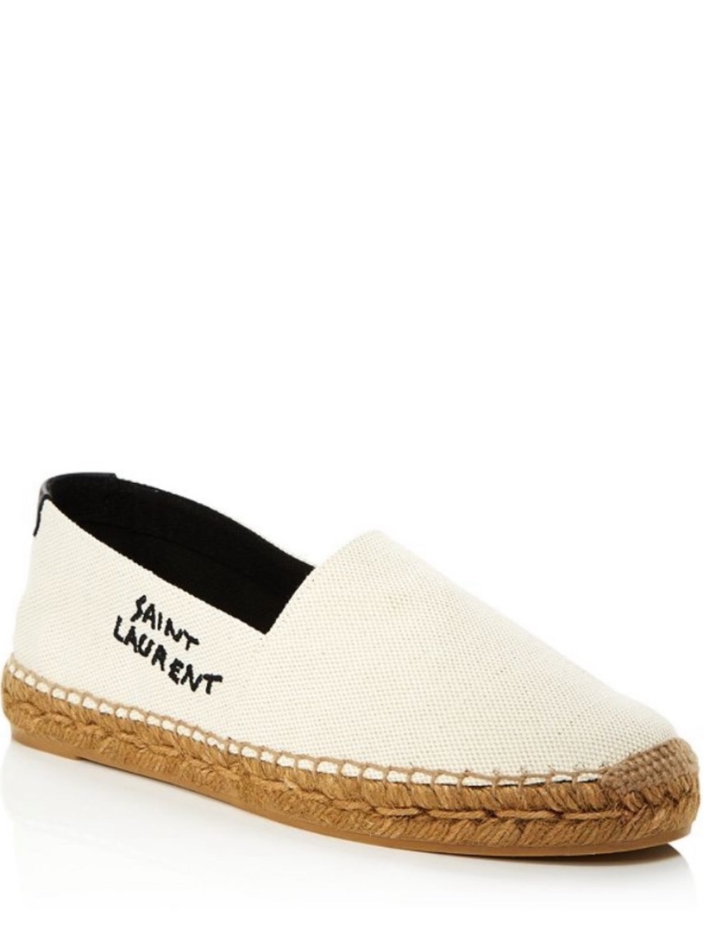 Saint Laurent Cream Canvas Espadrille with Black Logo